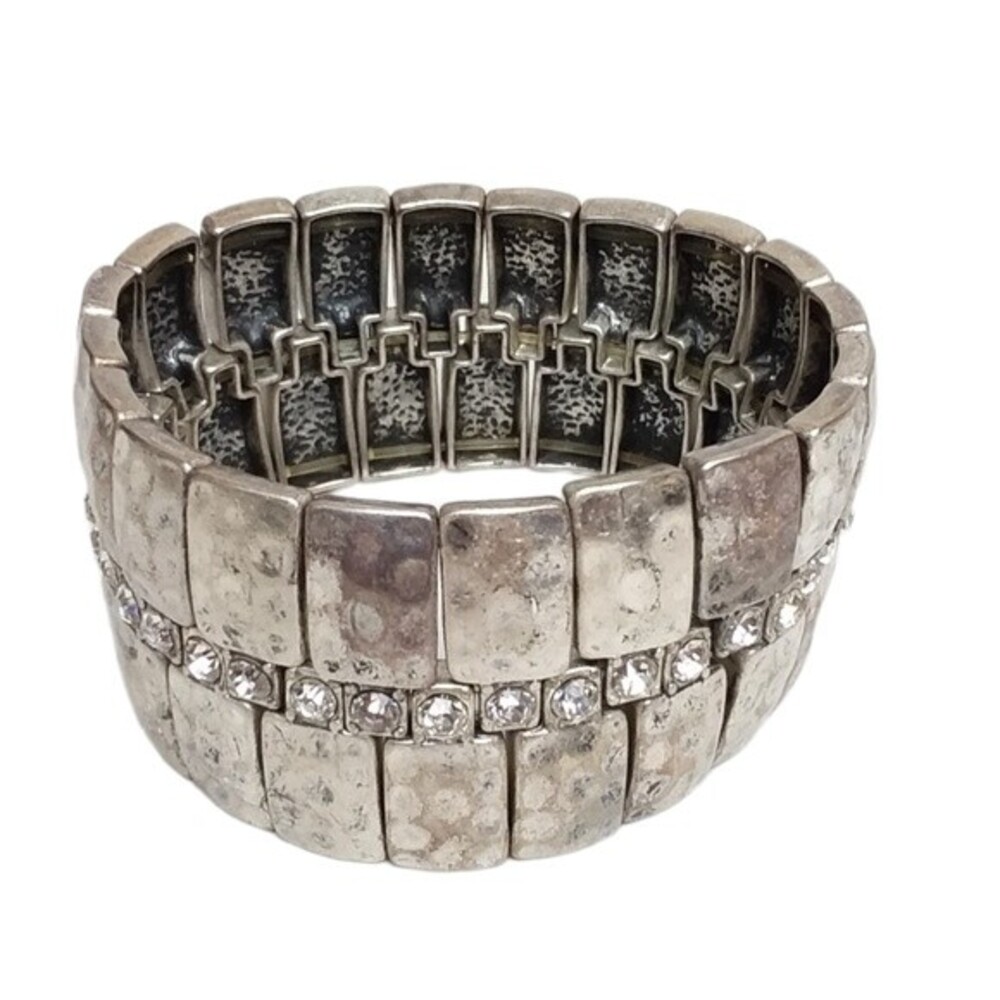Lia Sophia Hammered Silver Tone Stretch Bracelet